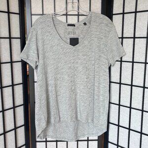 NWT ATM Anthony Thomas Melillo High-low Heather Grey Slub Jersey V-Neck